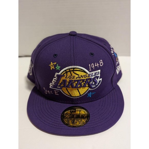 New Era Other - 7 3/8 - Los Angeles Lakers Scribble New Era 59Fifty Flat Brim Fitted Hat Purple
